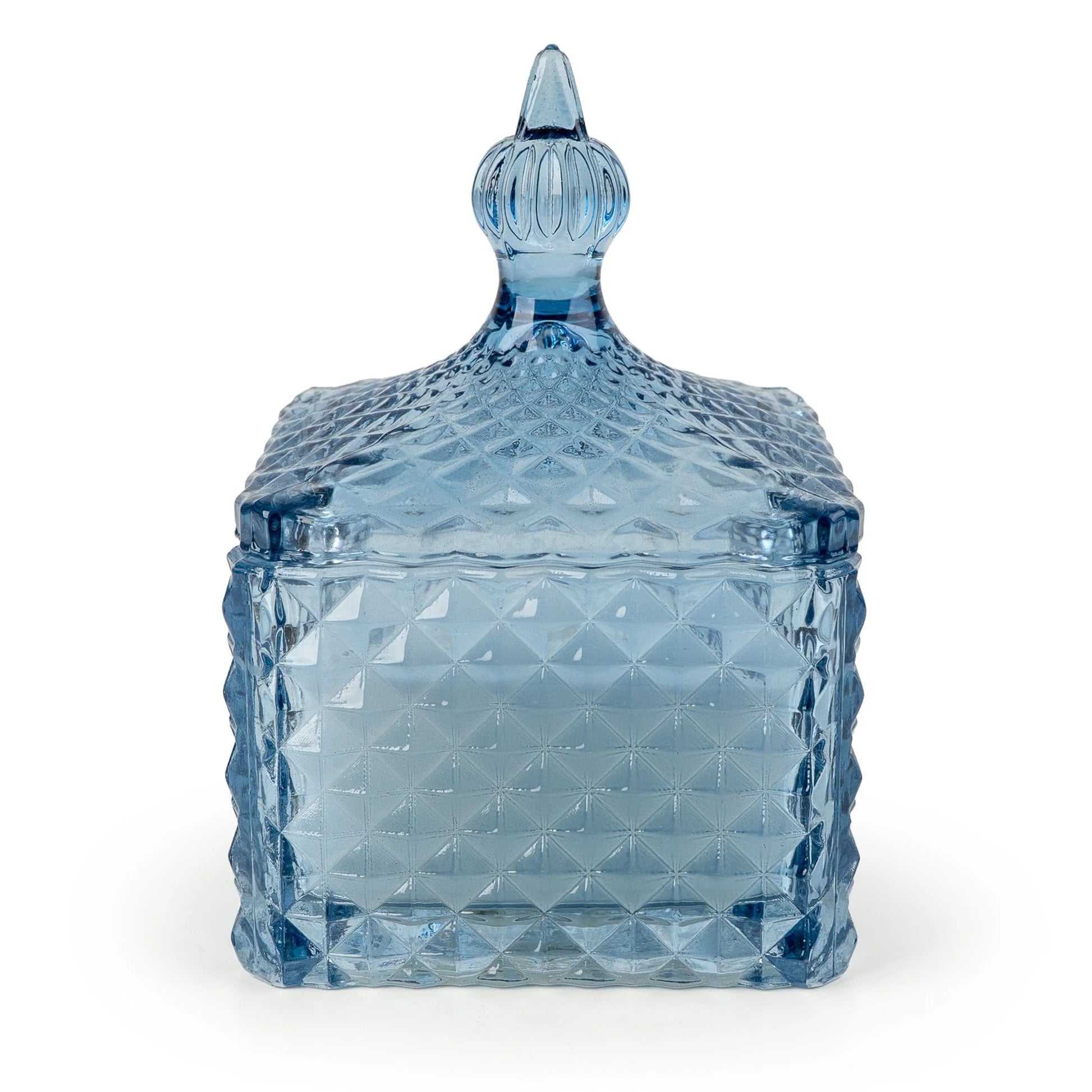 Candlelight Tianshui Blue Square Embossed Candle Jar