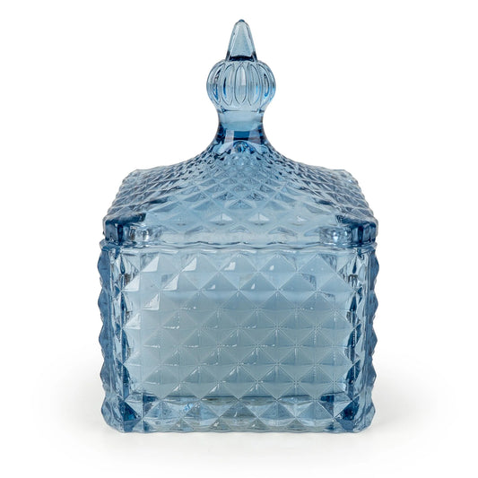 Candlelight Tianshui Blue Square Embossed Candle Jar