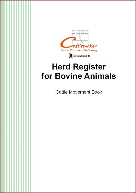 Cattle Movement Book - Herd Register for Cattle A4