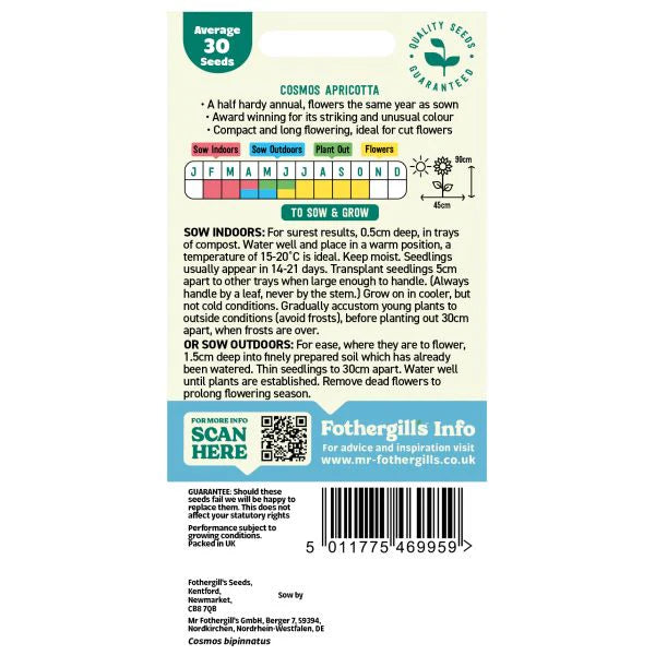 Fothergill's Cosmos Apricotta Flower Seeds