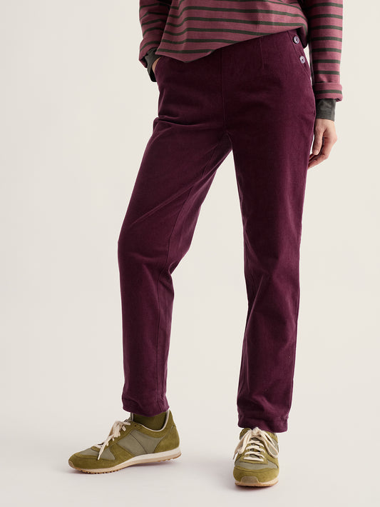 Seasalt Cornwall Crackington tapered organic cotton trousers with side button fastening