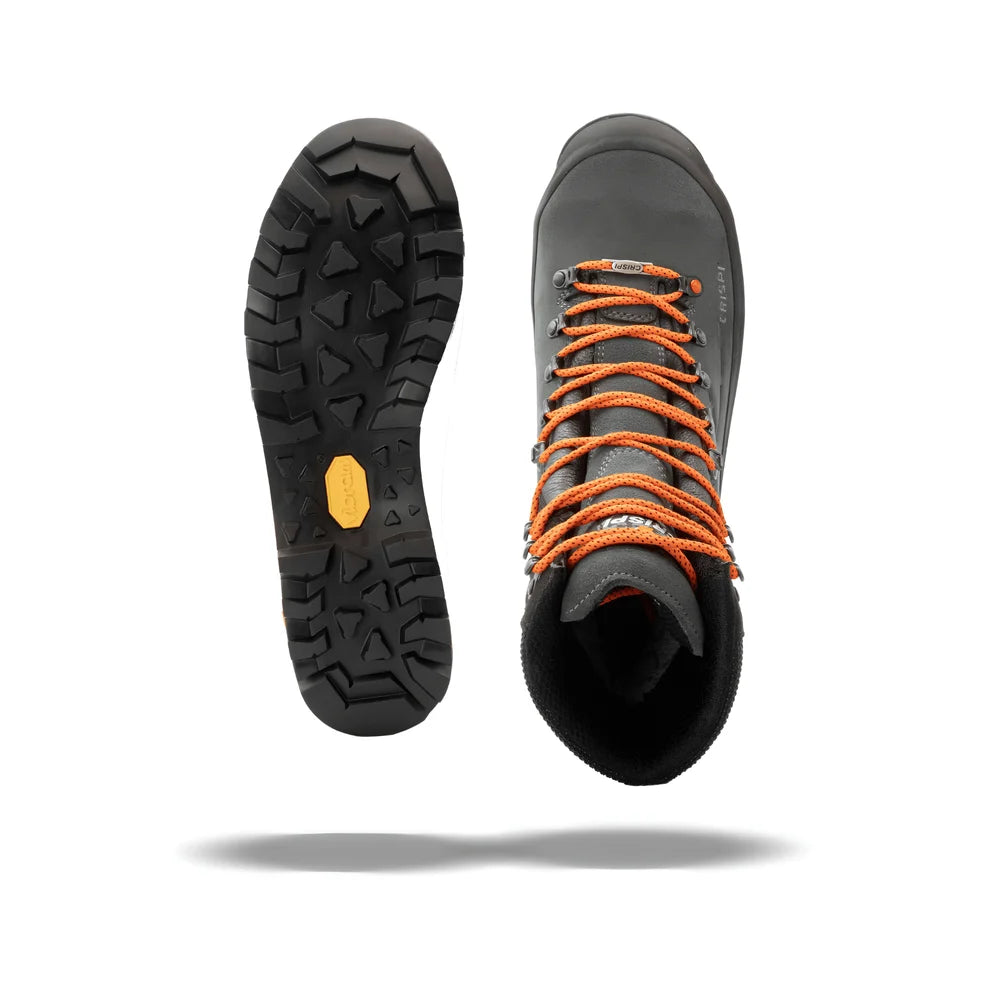 CRISPI Forst KL3 GTX Class 3 waterproof leather chainsaw boots with protective rubber rand and Vibram sole