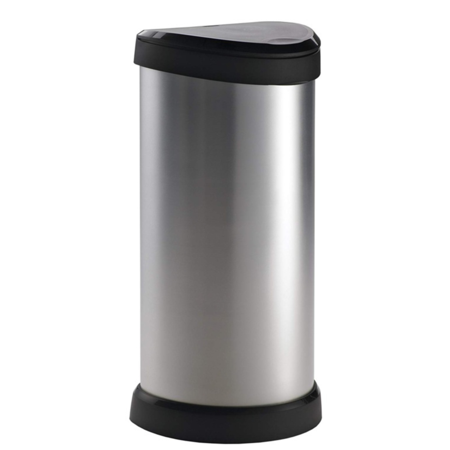 Curver Deco D-Shape Push Lid Silver Bin 40L