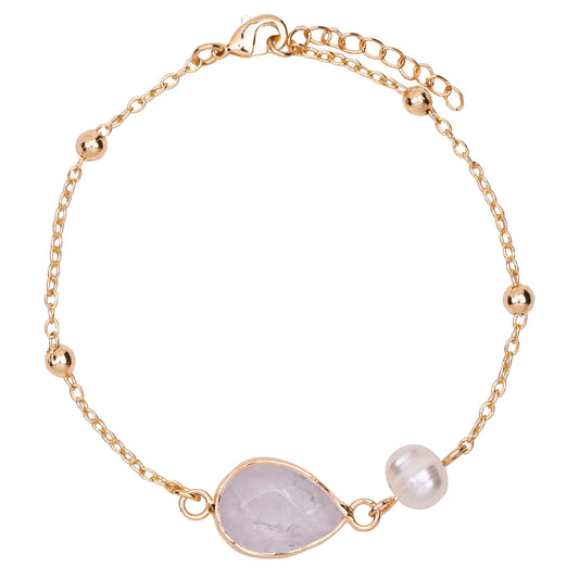 D&X Vibes Gold Plated Venus Crystal Moonstone & Pearl Bracelet