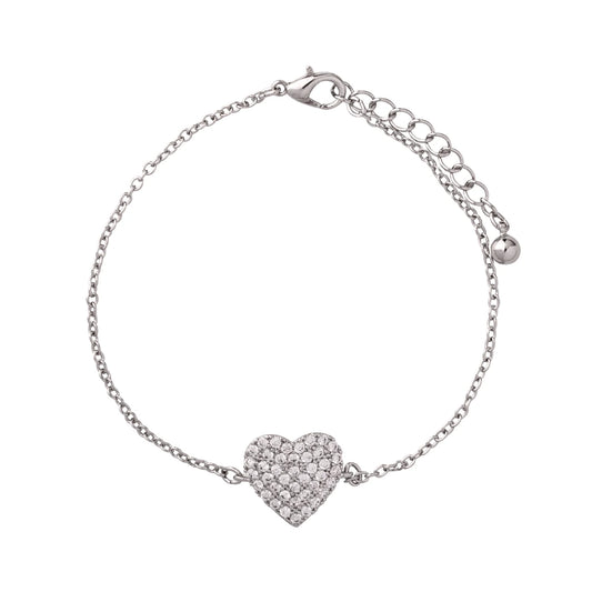 D&X Keira Silver Plated Stainless Steel Heart Bracelet