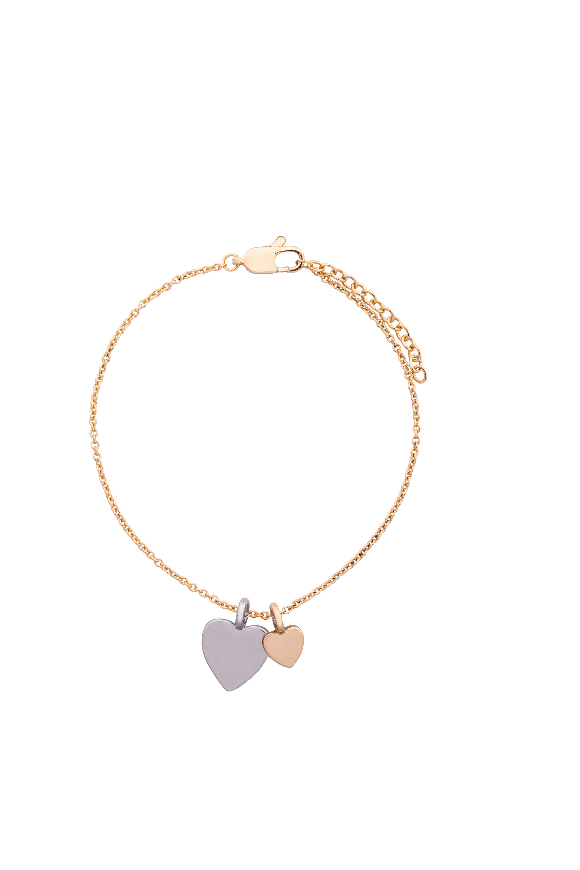 D&X Vibes Gold & White Gold Plated Stainless Steel Double Heart Bracelet