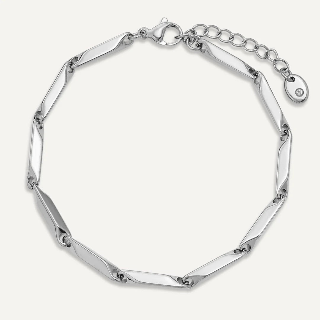 D&X Vibes White Gold-Plated Sleek Twist Link Bracelet