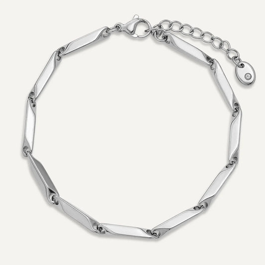 D&X Vibes White Gold-Plated Sleek Twist Link Bracelet