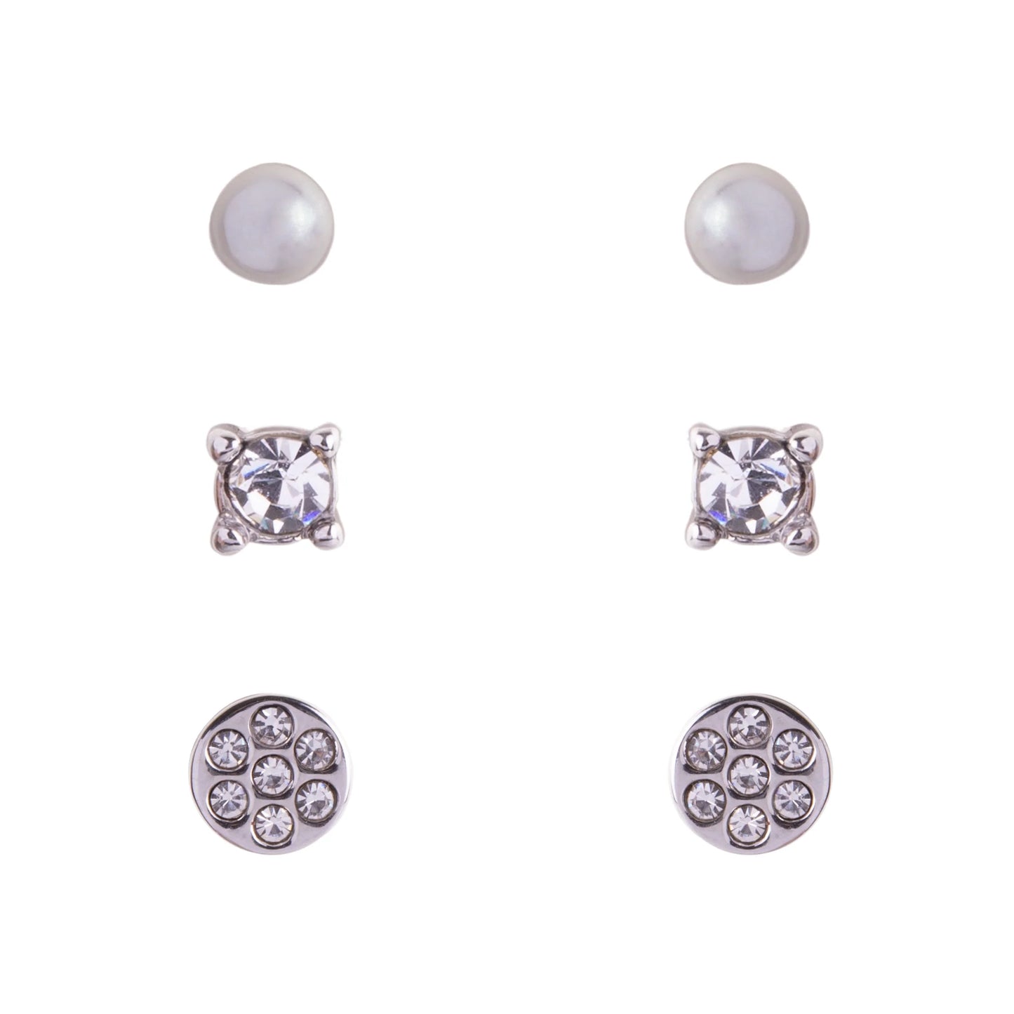 D&X Keira White Gold Plated and Crystal Contemporary Stud Earrings