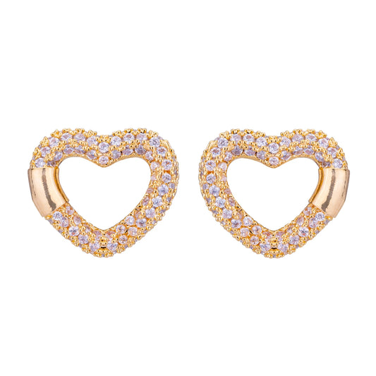 D&X Gold-plated Sweetheart Crystal Stud Earrings