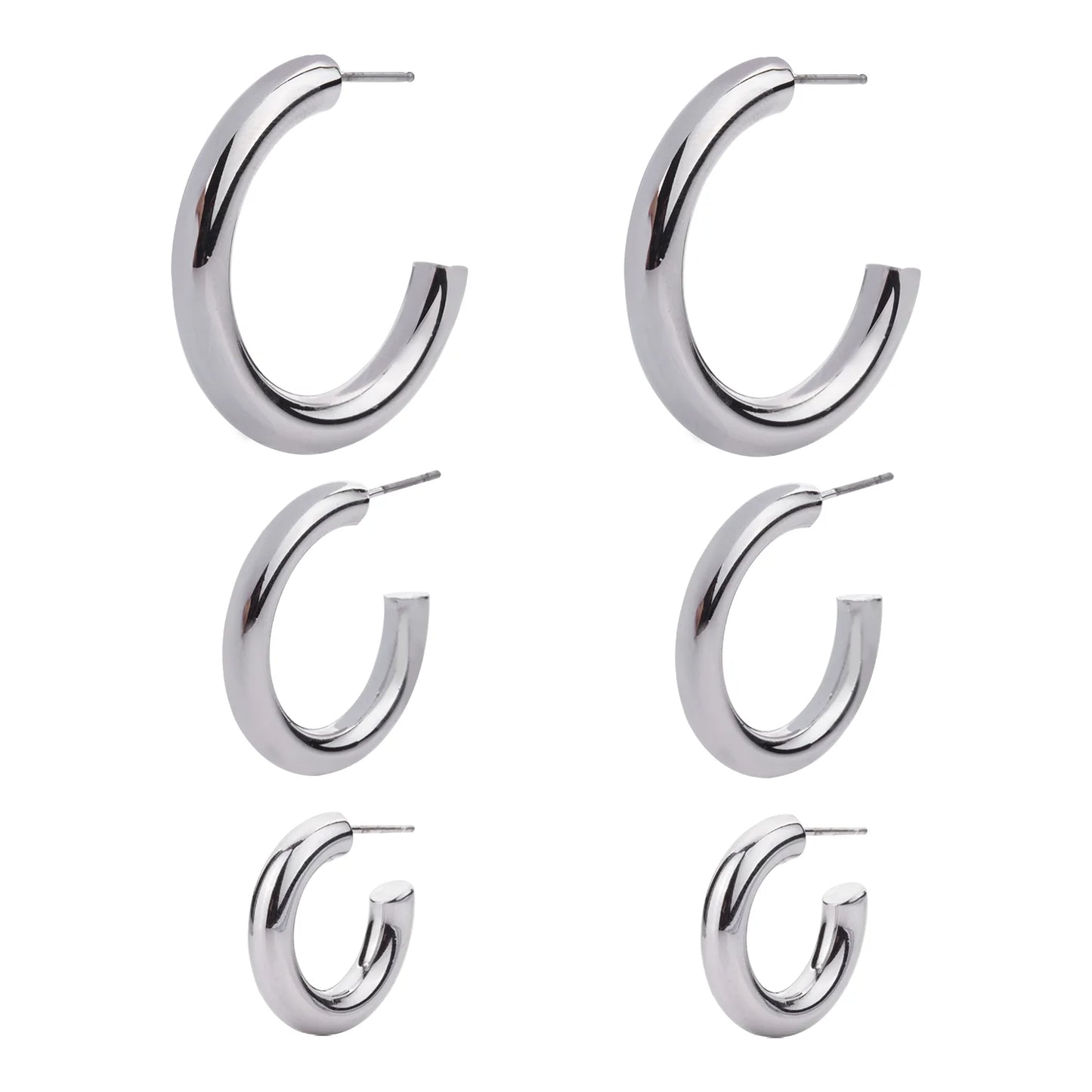 D&X Alesha Silver-plated Hoop Earrings 3-Pair