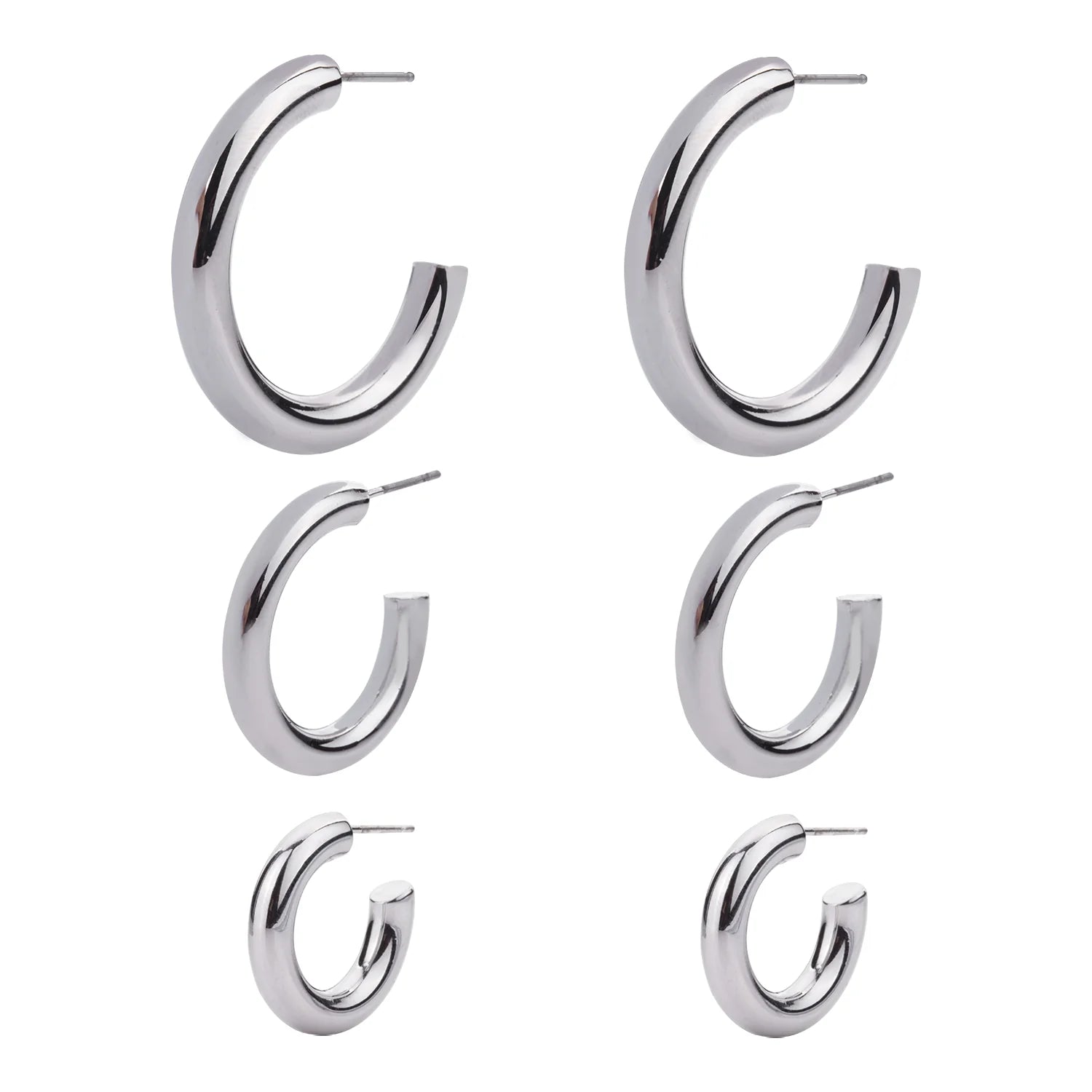 D&X Alesha Silver-plated Hoop Earrings 3-Pair