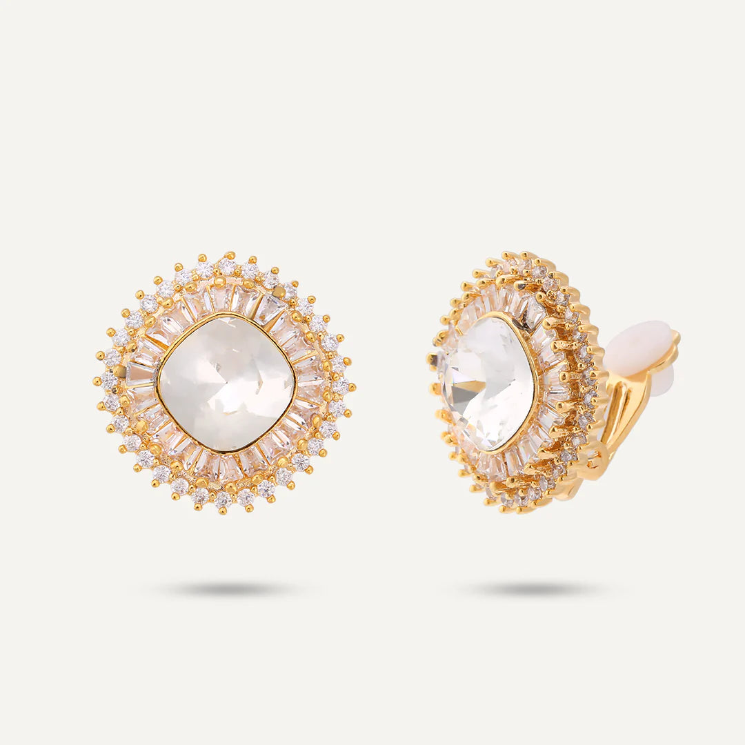 D&X Elizabeth Gold-plated Cubic Zirconia Decorative Clip On Earrings