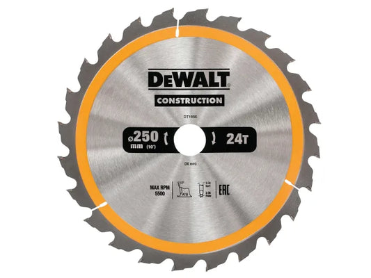 Dewalt Stationary Construction Circular Saw Blade 250 x 30mm x 24T