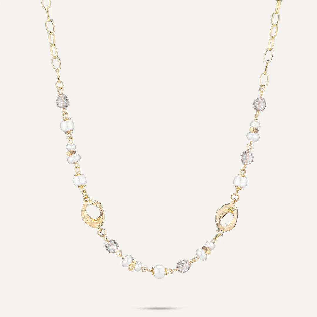 D&X Gold Tone-Plated Pearl & Crystal Short Necklace