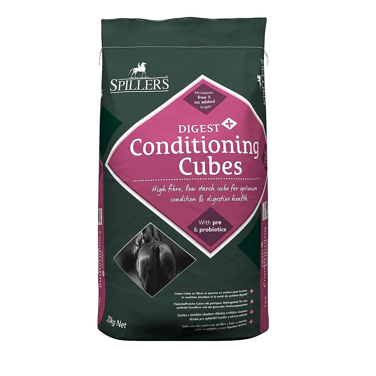 Spillers Digest+ Conditioning Cubes horse feed sack showing digestible conditioning pellets for weight gain and gut health