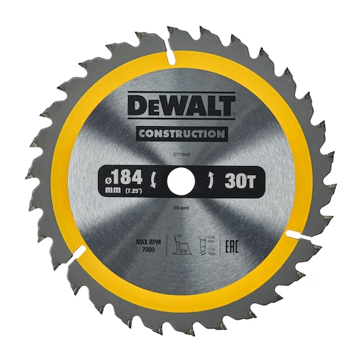 Dewalt Circular Saw Blade 184 x 16 x 30T