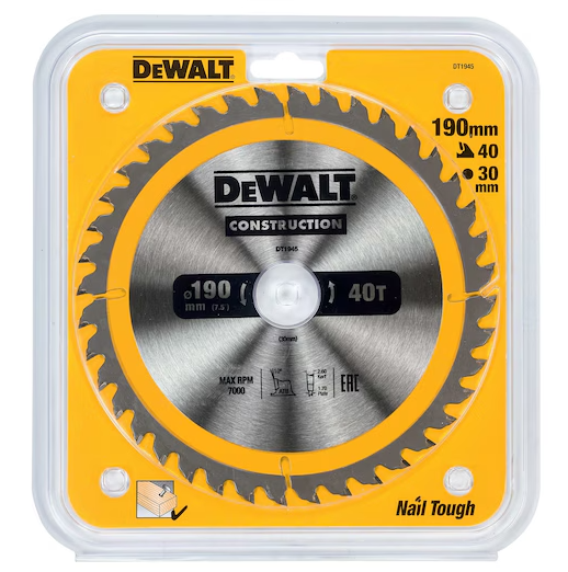 Dewalt Circular Saw Blade 190 x 30 x 40T