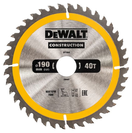 Dewalt Circular Saw Blade 190 x 30 x 40T