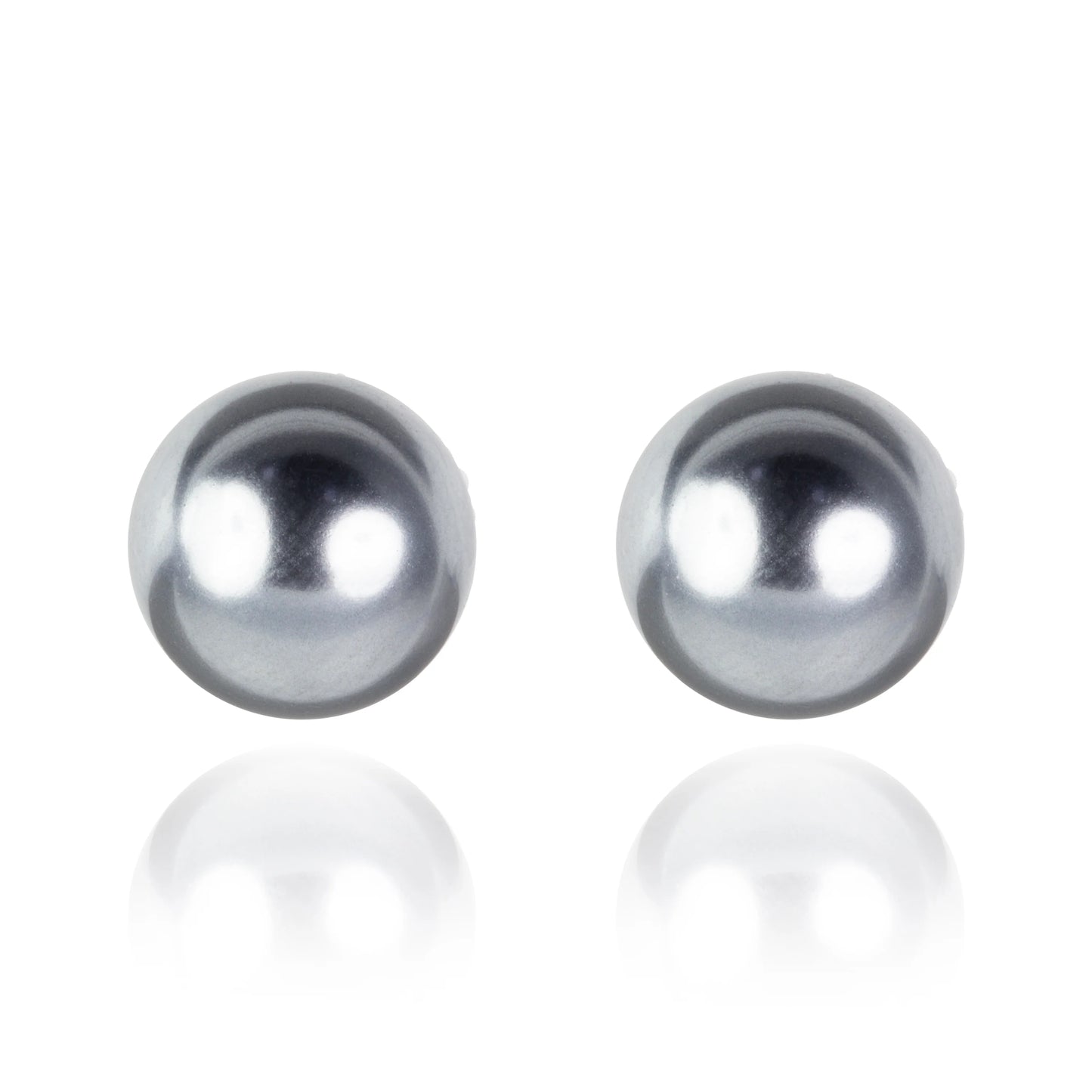 D&X Audrey Classic Round Grey Pearl Style Earrings