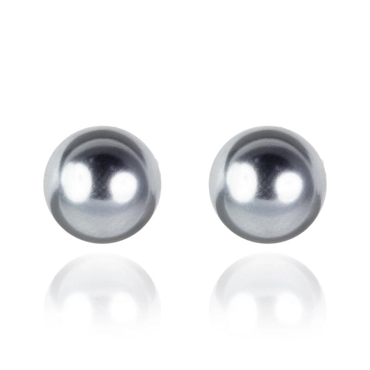 D&X Audrey Classic Round Grey Pearl Style Earrings