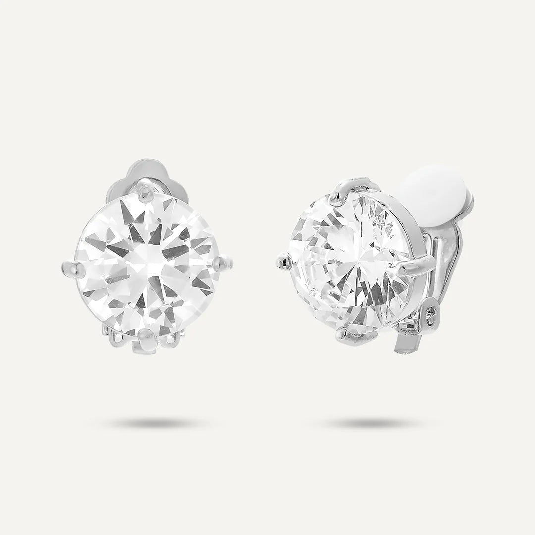 D&X Elizabeth Silver-plated Crystal Clip On Earrings