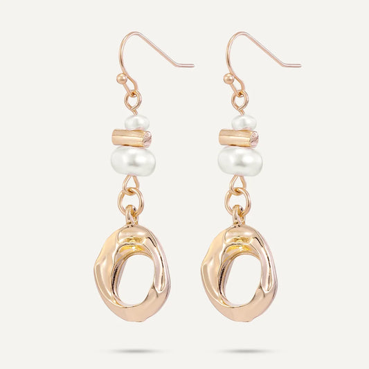 D&X Gold-plated White Faux Pearls & Sculptural Loop Drop Earrings