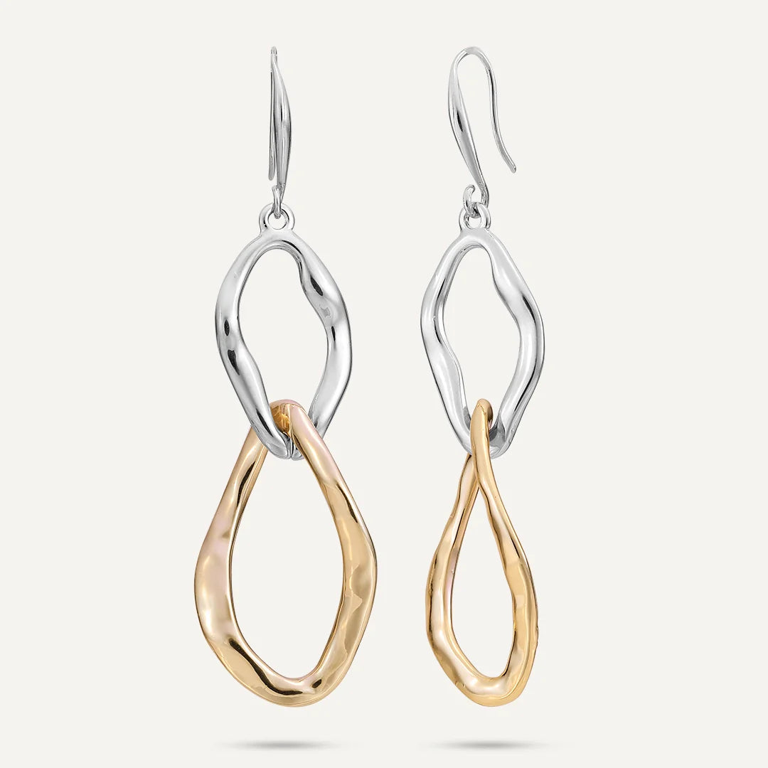 D&X Gold & Silver-plated Open Link Drop Earrings