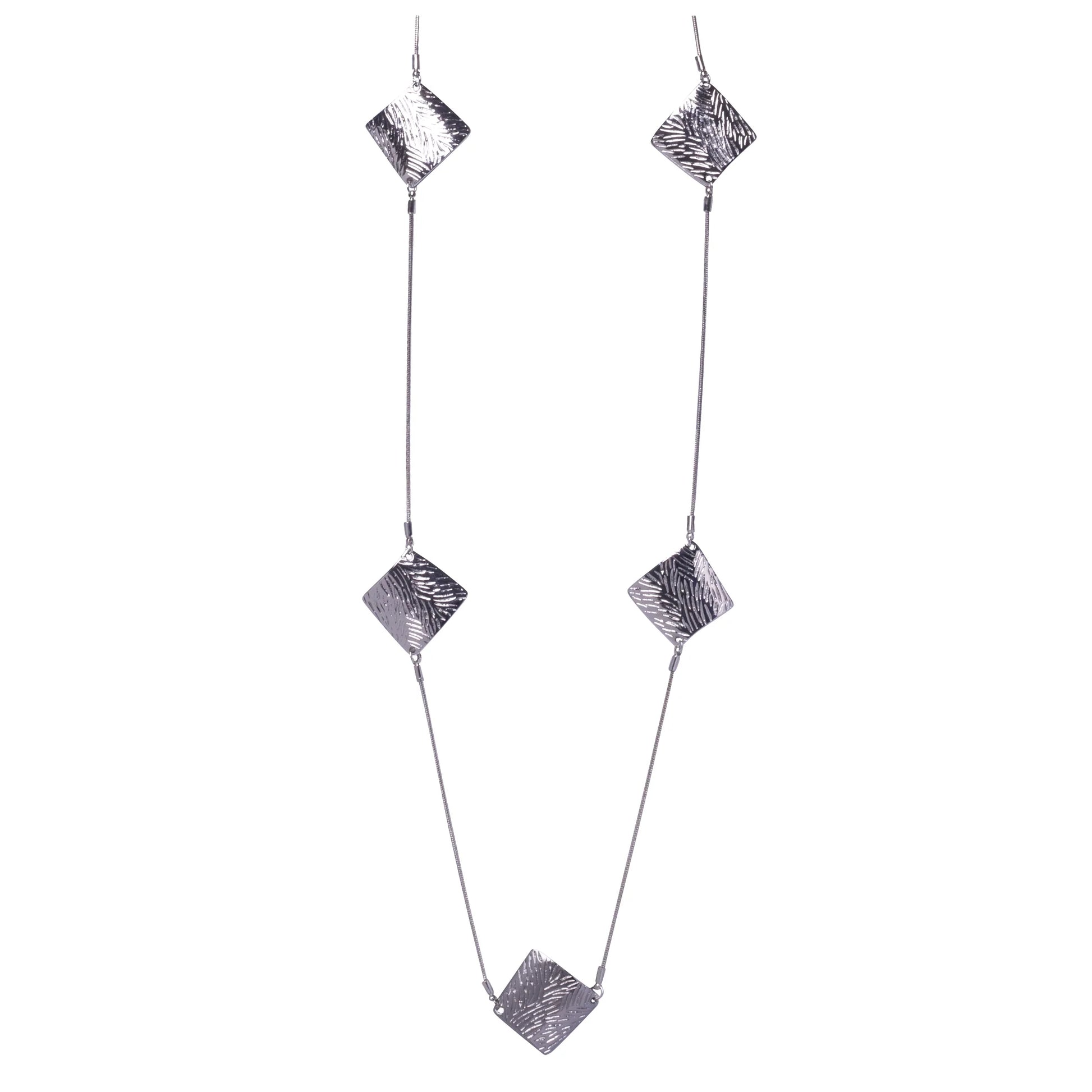 D&X Kahina Abstract Textured Square Contemporary Long Necklace