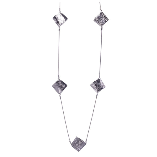 D&X Kahina Abstract Textured Square Contemporary Long Necklace