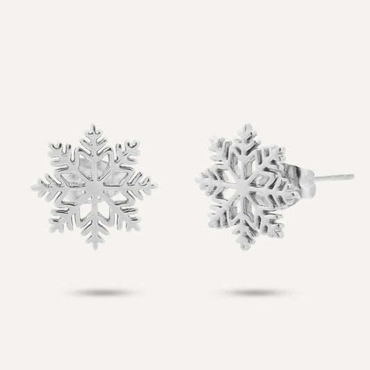 D&X Keira Rhodium Silver-plated Snowflake Stud Earrings