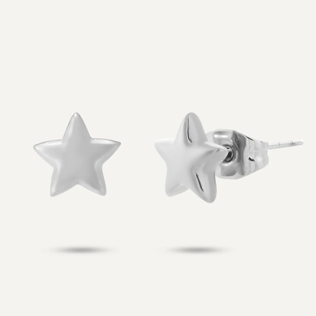 D&X Keira Star Rhodium Silver Plated Stud Earrings