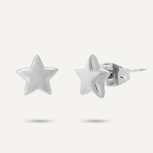 D&X Keira Star Rhodium Silver Plated Stud Earrings