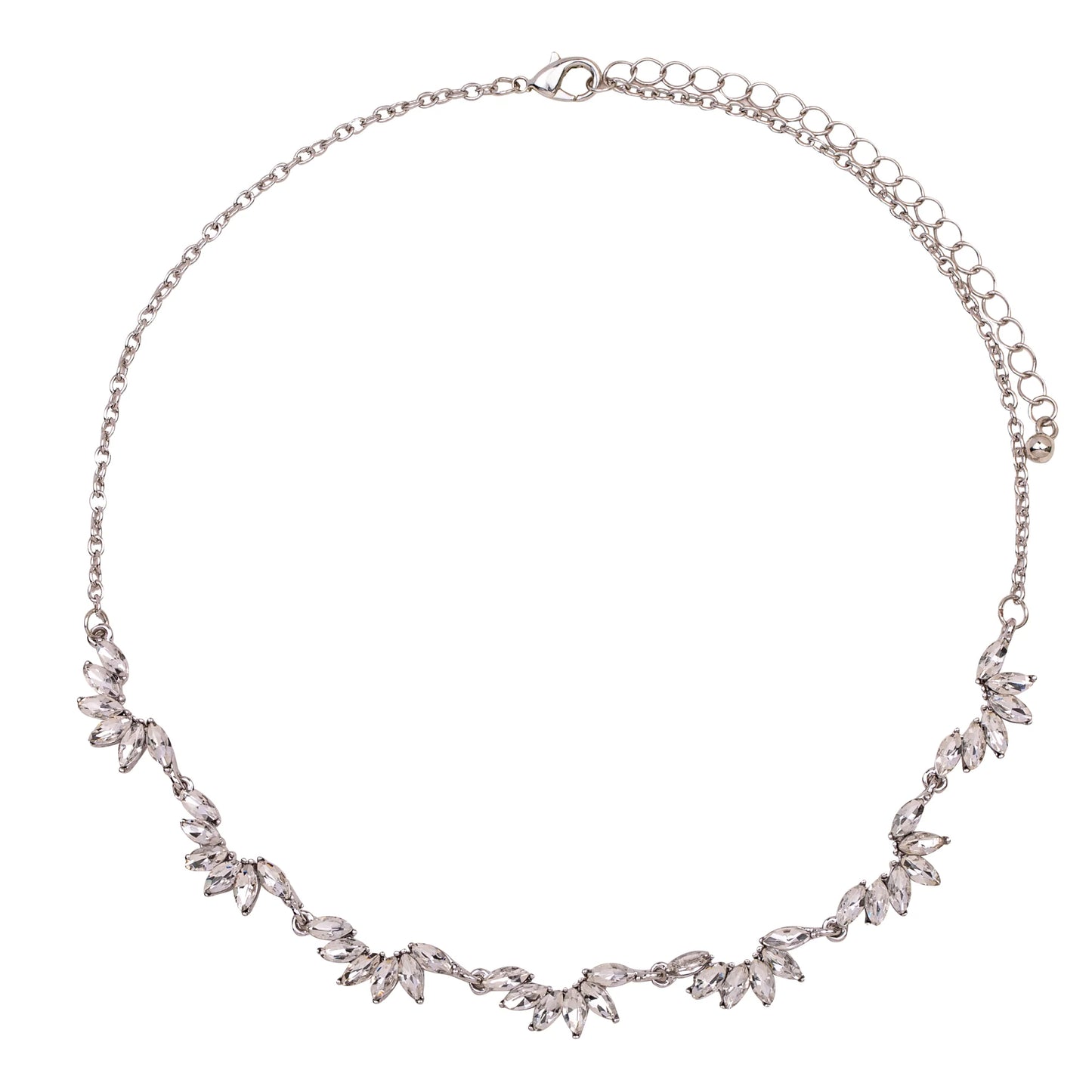 D&X Kylie Rhodium Silver & Crystal Contemporary Floral Pendant Necklace