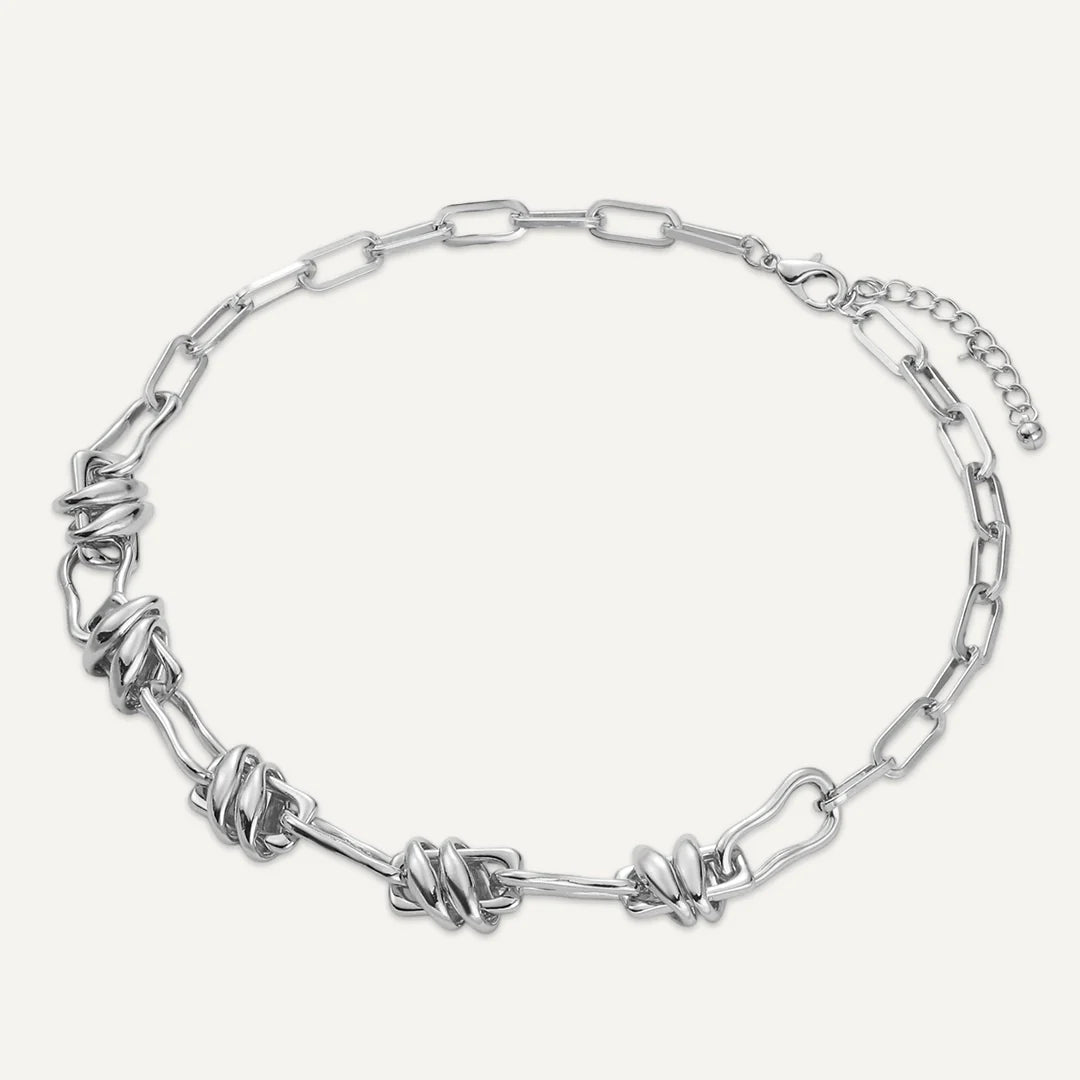 D&X Silver Tone-plated Abstract Knot Necklace