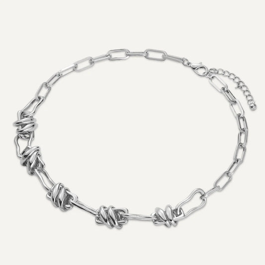 D&X Silver Tone-plated Abstract Knot Necklace