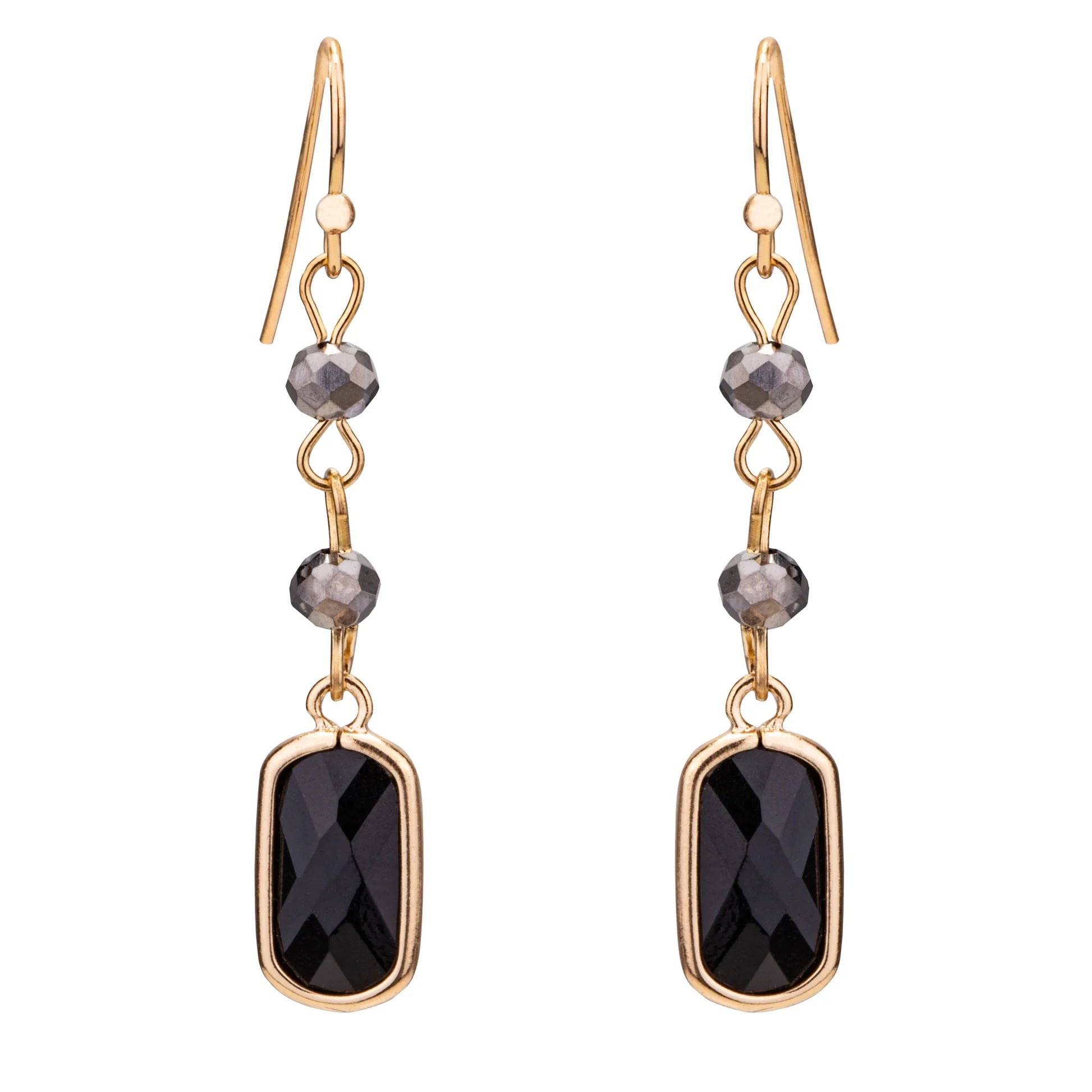 D&X Venus Gold & Black Crystal Hook Earrings