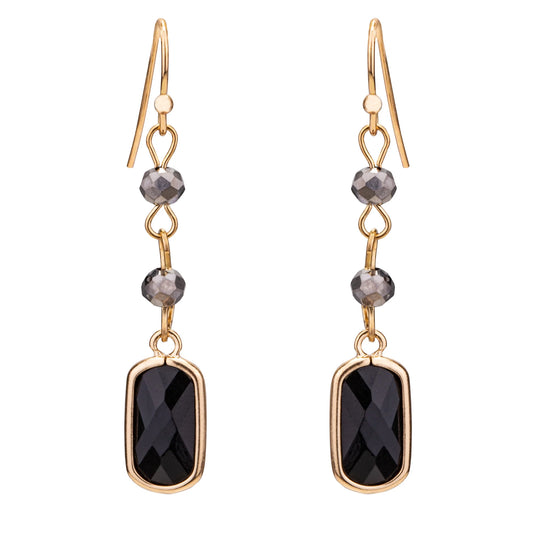 D&X Venus Gold & Black Crystal Hook Earrings