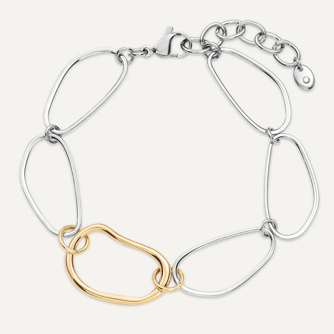 D&X Vibes 18K & White Gold Plated Stainless Steel Open Link Bracelet