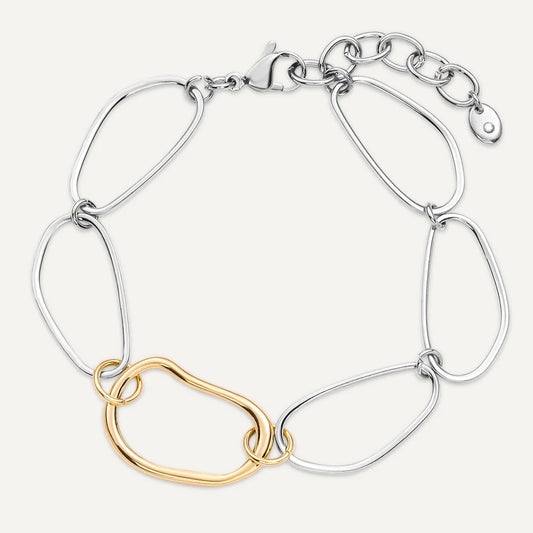 D&X Vibes 18K & White Gold Plated Stainless Steel Open Link Bracelet