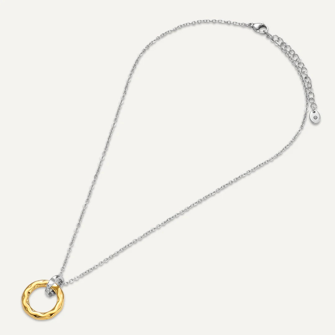 D&X Vibes Circular Charm Gold & White Gold Plated Necklace