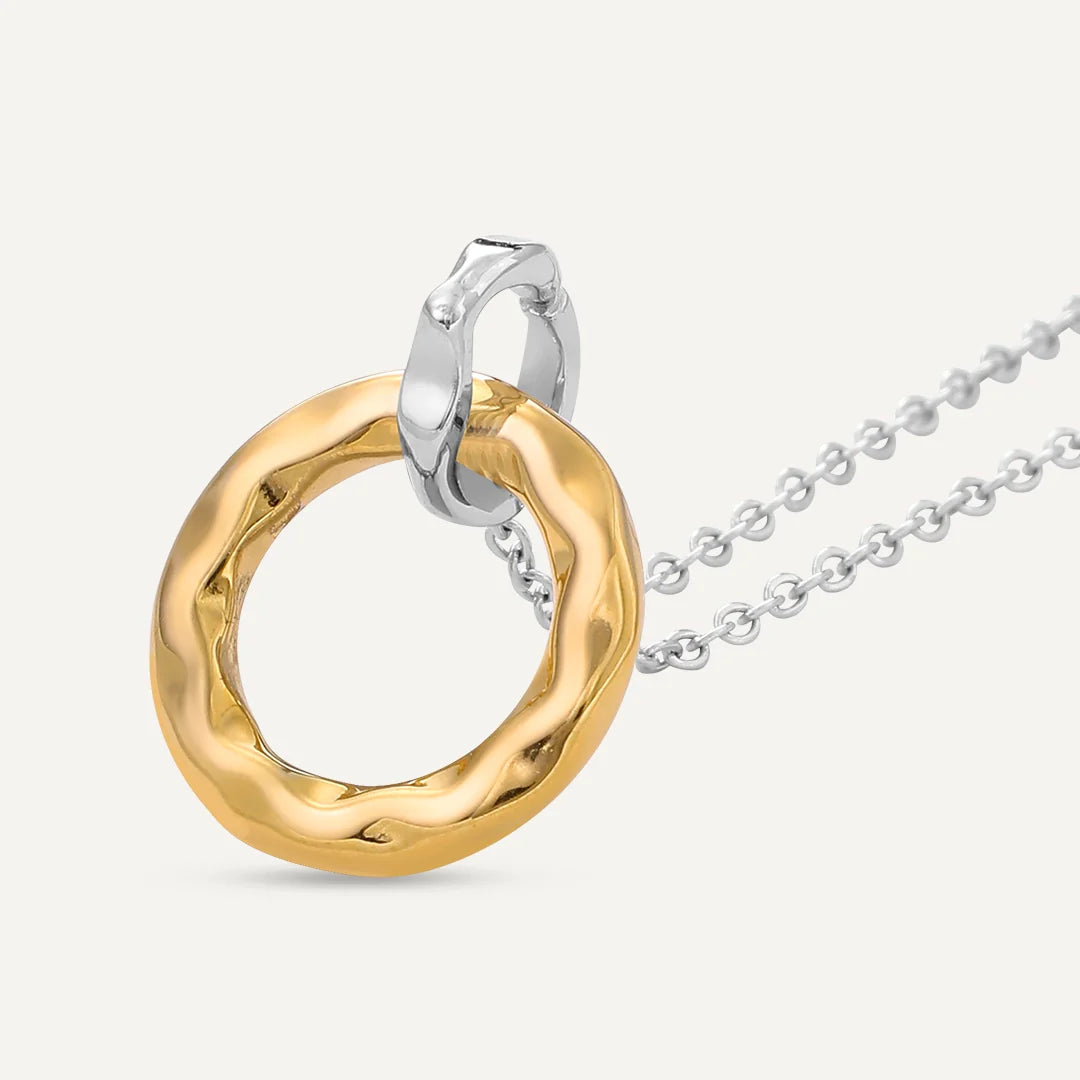 D&X Vibes Circular Charm Gold & White Gold Plated Necklace