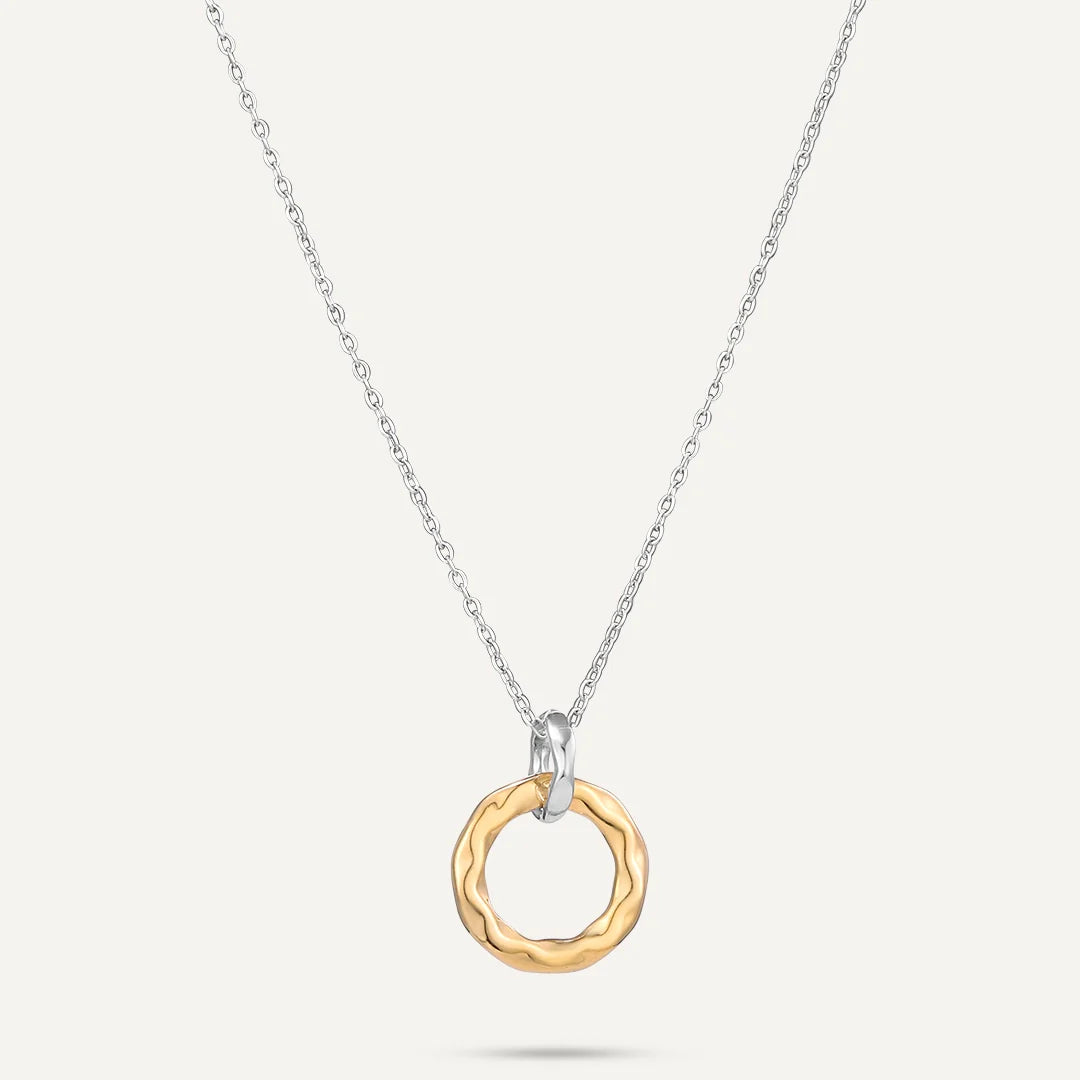 D&X Vibes Circular Charm Gold & White Gold Plated Necklace