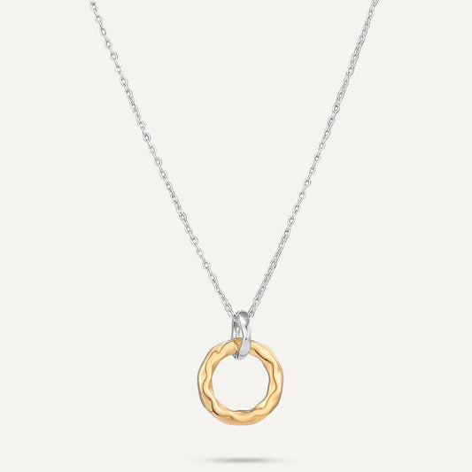 D&X Vibes Circular Charm Gold & White Gold Plated Necklace