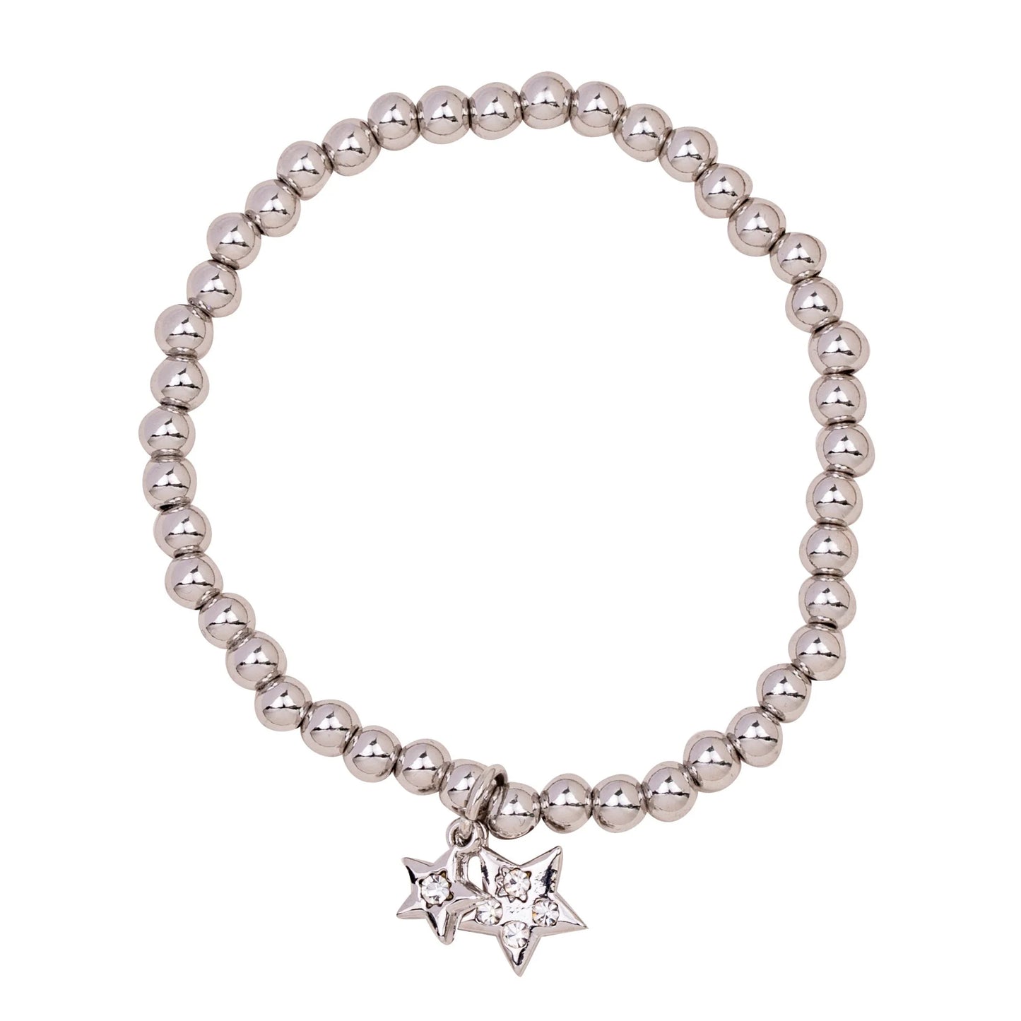 D&X Vibes Emily Stars White Gold Plated Stainless Steel Elasticated Bracelet