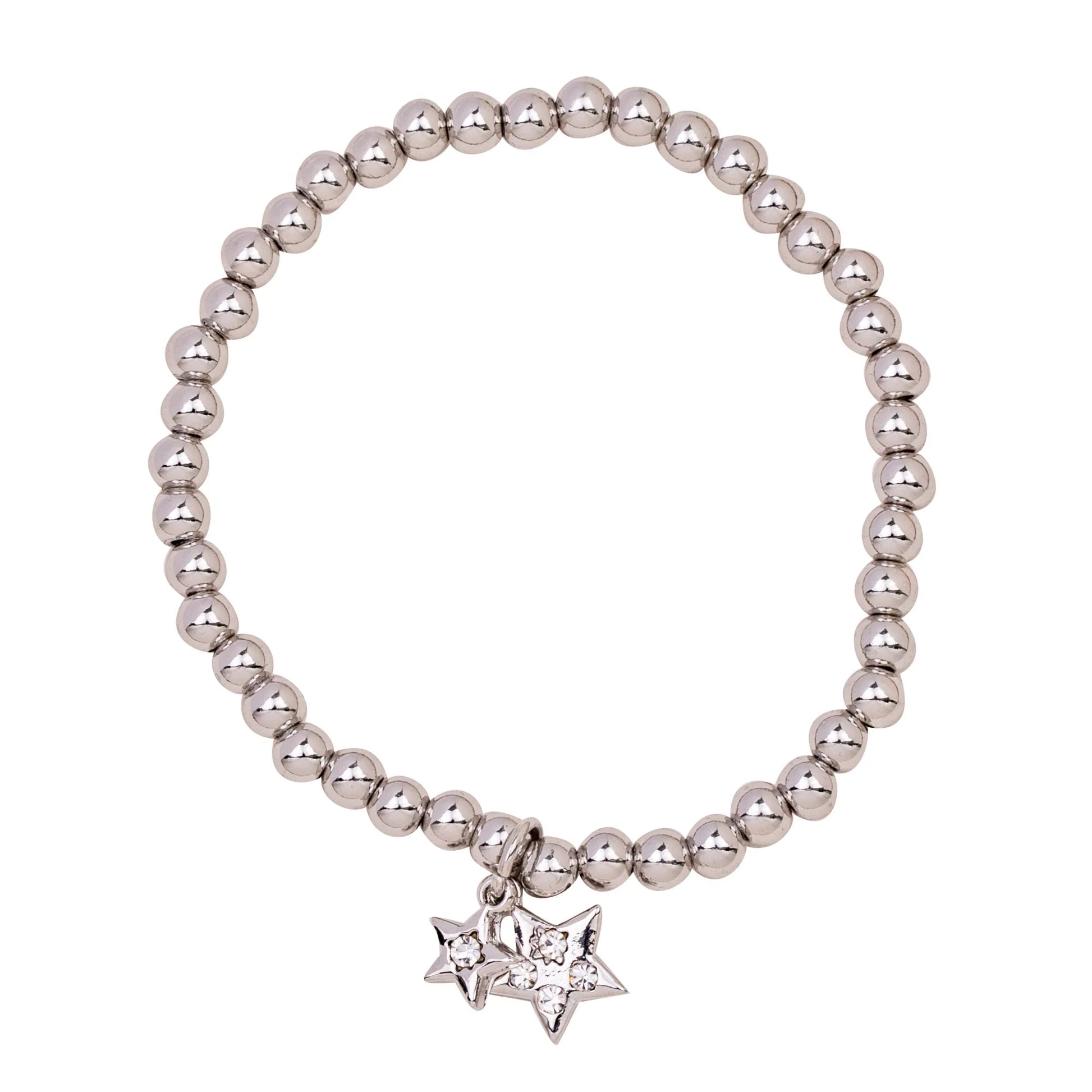 D&X Vibes Emily Stars White Gold Plated Stainless Steel Elasticated Bracelet