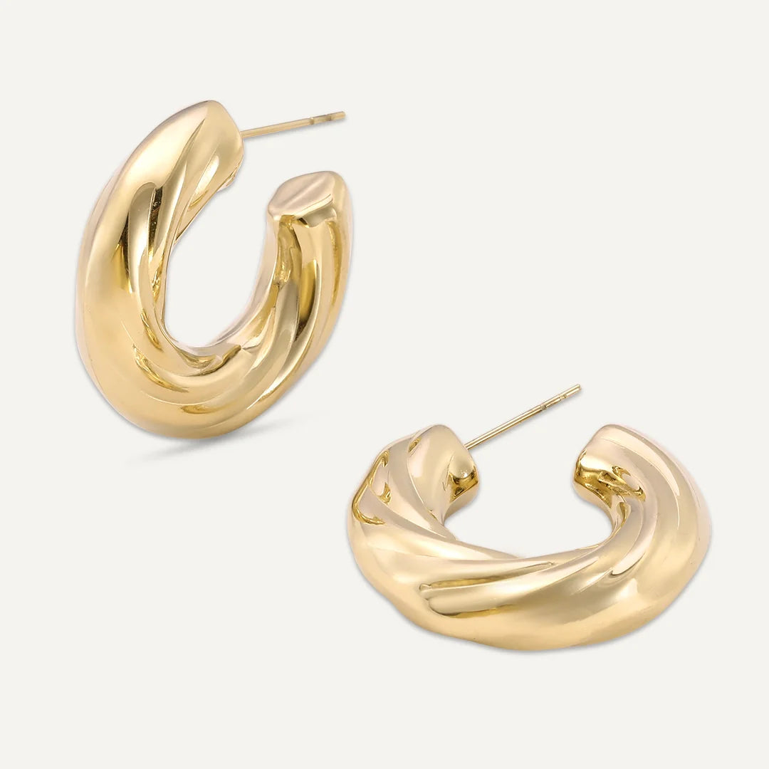 D&X Vibes Gold Plated Stainless Steel Chunky Hoop Earrings
