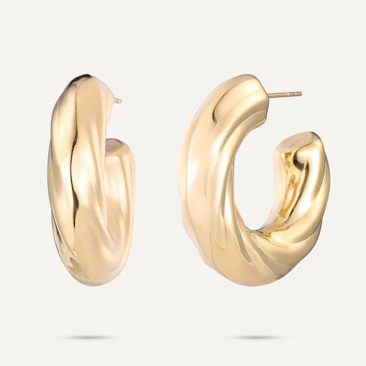 D&X Vibes Gold Plated Stainless Steel Chunky Hoop Earrings