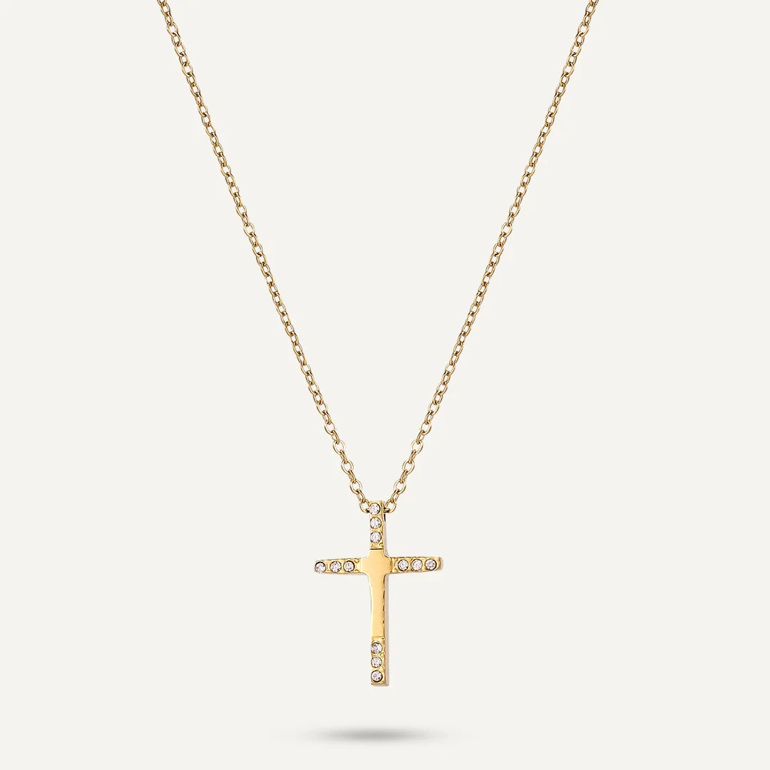 D&X Vibes Gold Plated Stainless Steel Cross Clasp Necklace