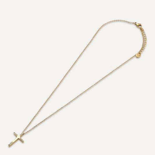 D&X Vibes Gold Plated Stainless Steel Cross Clasp Necklace
